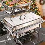 8 Pack 9L Chafing Dish Buffet Set Stainless Steel Rectangular Food Warmer UK