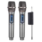 2x Wireless Microphone UHF Rechargeable Handheld Mic System Receiver Cordless