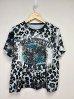 Emery Rose Leopard Cow Skull "Beautiful Crazy" Graphic T-Shirt Size L
