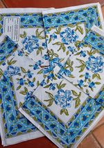Hand Block printed Napkins Set of Six Blues New with Tags 100% Cotton