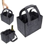 Wine Bottle Carrier 6 Bottles Felt Wine Bottle Holder Bag Reusable Foldable UK