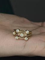 0.50 Ct Round Natural Certified Diamond Dancing Bubble Ring In 14k Yellow Gold