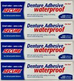 Secure Denture Adhesive Waterproof Zinc Free Cream 4 x 40g Pack