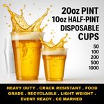 CE Marked Clear Plastic Pint & Half Pint Beer Glasses Party Cups 50–1000