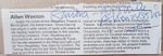 ORIGINAL AUTOGRAPH ALLEN WESTON The New Avengers