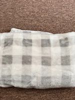 Lullaby Kids Grey & White Check Fleece Reversible Baby Blanket for Cot/Pram