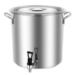 PAN WITH TAP 20 LITRE HEAVY DUTY STAINLESS STEEL ROUND STOCK POT PLUS LID