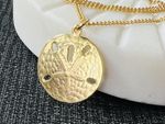 Dainty Vintage 1980s Gold Plated  Sand Dollar Pendant Chain Necklace Beach Ocean