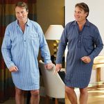 Original Champion Mens Nightshirt, Long Sleeves Cotton Mens Dressing Gown M-3XL