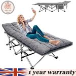 Adults Folding Sleeping Cot Guest Bed Outdoor Portable Camping Cots w/ Mat