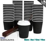 Disposable Black Kraft Paper Cups 8oz 12oz and 16oz For Hot and Cold Drinks UK