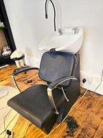 Black/White Adjustable Salon Backwash Unit Shampoo Bowl with Chair