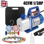 4CFM/3.5CF 1/3HP Vacuum Pump HVAC Refrigeration R134A Adapter Pressure Gauge A/C