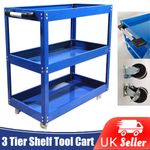 Durable Garage Tool Storage Heavy Duty Trolley Workshop 3 Tier Wheel Cart Shelf