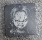 Chucky Child’s Play Engraved Slate Coaster Square Black/Grey 1 Pack