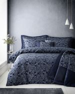 Jacquard Damask Floral Duvet Cover Luxury Double Quilt Bedding Bed Set Navy Blue