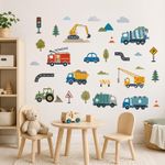 Kids Wall Stickers Construction Vehicle Truck Tractor Decals 5 Sheets