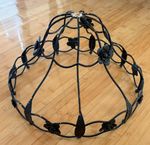 Vintage Iron Dome Lampshade Frame Openwork Floral Leaf French Country ShabbyChic