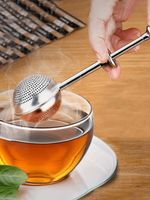 1PC Stainless Steel Tea Strainer Press Type with Handle & Snap Ball Filter UK..