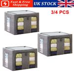 3/4x 66L Folding Storage Box Made of Thick Fabric Steel Frame Wardrobe Organizer