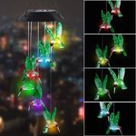 Color-Changing LED Solar Powered Hummingbird Wind Chime Lights Yard Garden Decor