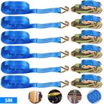 1/4/8x Heavy Duty Ratchet Tie Down Straps 5 Metre x 25mm Recovery Truck Trailer