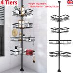 4-Tier Corner Shower Shelf Telescopic Shower Caddy Bathroom Corner Storage SALE
