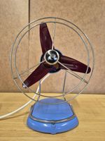 Mid Century Pifco Fan Stamped 1974 Made In England Blue Working Vintage Atomic 
