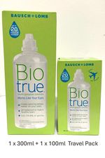 Bausch & Lomb Bio True Contact Lens Solution. 1 x 300ml + 1 x 100ml Travel Pk