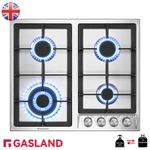 GASLAND Stainless Steel Gas Hob 4 Zone Built-In with Cast Iron Pan Stands 60 cm