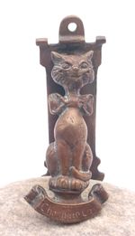 Antique Brass Cheshire Cat Door Knocker Alice in Wonderland Bow Tie