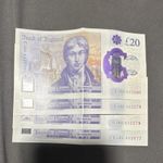 4xConsecutive £20 Banknotes King Charles III-EJ86 422577 to 422580 Crisp AU