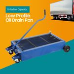 Low Profile Oil Drain Pan Anti-Splash Mesh Grille W/ Wheels 10 Gallon Blue NEW