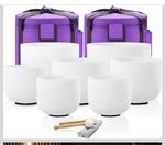  7 piece Quartz Crystal Singing Bowls Set with Carrying Case 440hz Brandnew 