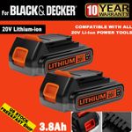 1~2pack 3.8Ah For Black+Decker LBXR20 Lithium Battery 18V BL2018 BL1518 LCS1620