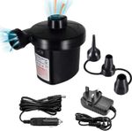 Portable Electric Air Pump 240V/12V 50W Inflator w/ 3 Nozzles for Inflatables