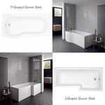 1500mm P-Shaped L-Shaped Shower Baths Front Panel & Screen White Bathroom Modern
