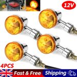 4x Motorcycle Turn Signal Blinker Indicator Light Amber Chrome Bullet Bulbs 12V