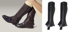 RHINEGOLD LEATHER HALF CHAPS GENUINE GRAINED ELASTICATED STRETCH PANEL