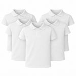 Pack of 5 Kids Polo Shirts Boys Girls Unisex School Uniform Plain PE T-Shirts