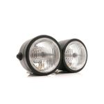 Twin Dual Headlight 12V Bulb Headlamp Black For Harley Suzuki Honda Yamaha