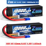 2x Zeee 14.8V 10000mAh 4S Lipo Battery 120C EC5 for RC Car Truck Boats Soft Pack