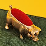 Vintage 925 Sterling Silver Pig Pin Cushion Red Miniature Sewing Collectable