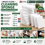 20 x Magic Cleaning Sponge Eraser Stain Remover Melamine Foam UK FREE POSTAGE