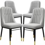 4Pcs Faux Leather Dining Chairs Gold Leg Complete Home Dining Furniture Set UK
