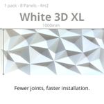 White 3D XL: Decorative Ceiling and Wall Panels - 4m2 (43.05 sqft)- 8 Panels