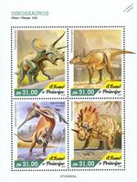 DINOSAURS Prehistoric Animals Dinosaur MNH 4v-Stamp Sheet #1 (2020 Sao Tome)