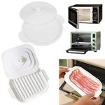 Microwave Bacon Cooker | Splatter Proof Crisper Tray with Lid Silicone Kitchen