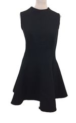 M&S Women's Mini Skater Dress Black Round Neck Sleeveless Zip New F1