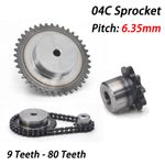 #25 Roller Chain Sprockets 9-80T Pitch 6.35mm 04C Chain Drive Sprocket 45# Steel